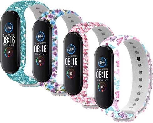 سوار متوافق مع Xiaomi Mi Band 5/Mi Band 6 ، أحزمة السيليكون الملونة البديلة المصممة ل Xiaomi Miband 5/Miband 6 ملحقات تعقب اللياقة البدنية ، لا يوجد أي تعقب شمل in Kuwait