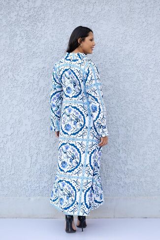 Long Sleeve Boho Maxi Dress for Women's - Casual Long Sleeve Dresses, Floral Print V-Neck Summer Dress Flowy Beach Clothes in Saudi Arabia