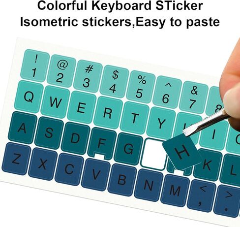 ملصقات لوحة المفاتيح 2PCS باللغة الإنجليزية ، ملصق استبدال لوحة المفاتيح العالمي لجهاز الكمبيوتر المكتب الكمبيوتر المحمول للكمبيوتر (GRADIENT GREEN) in Kuwait