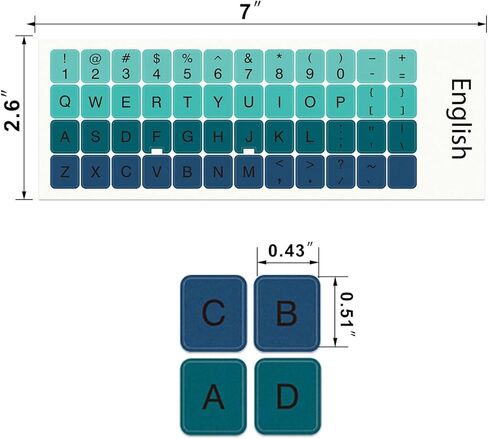ملصقات لوحة المفاتيح 2PCS باللغة الإنجليزية ، ملصق استبدال لوحة المفاتيح العالمي لجهاز الكمبيوتر المكتب الكمبيوتر المحمول للكمبيوتر (GRADIENT GREEN) in Kuwait