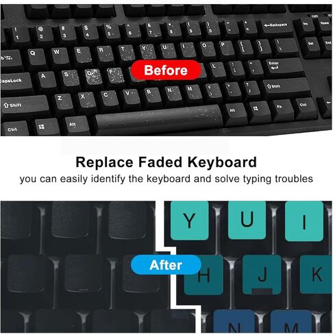 ملصقات لوحة المفاتيح 2PCS باللغة الإنجليزية ، ملصق استبدال لوحة المفاتيح العالمي لجهاز الكمبيوتر المكتب الكمبيوتر المحمول للكمبيوتر (GRADIENT GREEN) in Kuwait