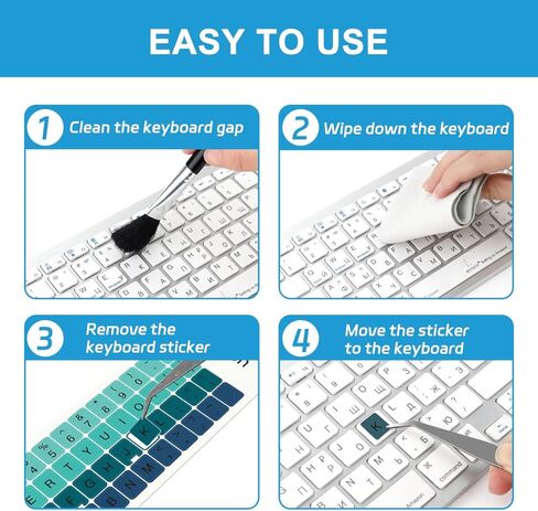 ملصقات لوحة المفاتيح 2PCS باللغة الإنجليزية ، ملصق استبدال لوحة المفاتيح العالمي لجهاز الكمبيوتر المكتب الكمبيوتر المحمول للكمبيوتر (GRADIENT GREEN) in Kuwait