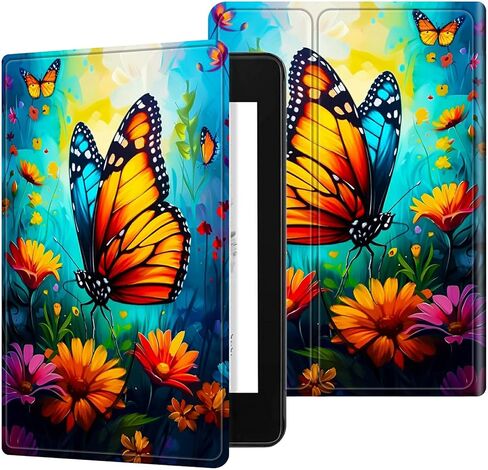 for Kindle Paperwhite 12th Generation 2024 7" Case/Kindle Colorsoft Signature Edition 7" Case, Multi-Angle Viewing Shockproof Smart Protective Case with Auto Wake/Sleep, Butterfly Blue Sky in Kuwait