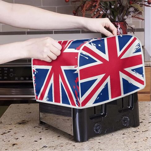 British Flag Toaster Dust Cover Watercolor Union Jack 2 Slice Bread Maker Cover Red Blue Great Britain Flag Kitchen Small Appliance Covers Washable Stain Resistant -S in Kuwait