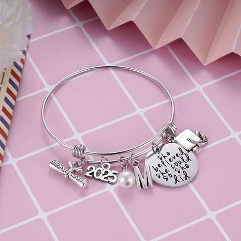Class of 2024 Graduation Gift - Senior 2024 Graduate Bracelet - Inspirational Graduation Gifts for Her - 26 Initial Charm Bracelets for College High School Girls in Kuwait