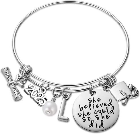Class of 2024 Graduation Gift - Senior 2024 Graduate Bracelet - Inspirational Graduation Gifts for Her - 26 Initial Charm Bracelets for College High School Girls in Saudi Arabia