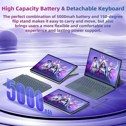 【Win 11 Pro/MS Office 2019】 2 in 1 Laptop Tablet 14 Inch Touchscreen Laptop, 16GB LPDDR5 1TB NVMe SSD, Alder Lake N95 CPU,2K IPS FHD(1920x1200) Display, 2.4G+5G WiFi,BT5.0,Type-C(16G+1TB) in Kuwait