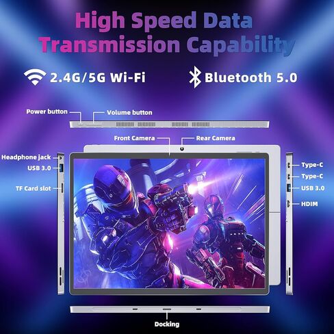 【Win 11 Pro/MS Office 2019】 2 in 1 Laptop Tablet 14 Inch Touchscreen Laptop, 16GB LPDDR5 1TB NVMe SSD, Alder Lake N95 CPU,2K IPS FHD(1920x1200) Display, 2.4G+5G WiFi,BT5.0,Type-C(16G+1TB) in Kuwait