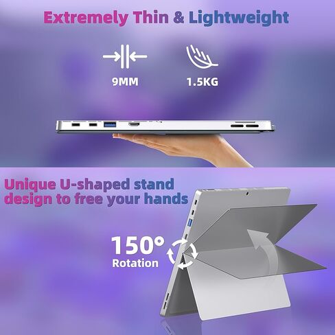 【Win 11 Pro/MS Office 2019】 2 in 1 Laptop Tablet 14 Inch Touchscreen Laptop, 16GB LPDDR5 1TB NVMe SSD, Alder Lake N95 CPU,2K IPS FHD(1920x1200) Display, 2.4G+5G WiFi,BT5.0,Type-C(16G+1TB) in Kuwait