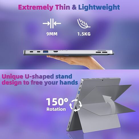 14 بوصة 【Win 11 Pro/Office 2019】 2-in-1 2K IPS (1920x1200) جهاز لوحي بشاشة تعمل باللمس ، وحدة المعالجة المركزية 12 Gen Alder Lake N95 (تصل إلى 3.4 جيجا هرتز) ، 16 جيجابايت DDR4 1TB NVME SSD. 5.0/المحمولة (1 تيرابايت SSD) in Kuwait