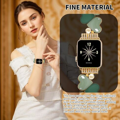 VIQIV Compatible with Apple Watch Bands Series 10 46/42mm, Ultra 2 49mm, 9/8/7 45/41mm, SE/SE2/6/5/4 40/44mm, 3/2/1 38/42mm, Dressy Fancy Heart-Shaped Metal Strap Wristband for Women iWatch Bands in Saudi Arabia