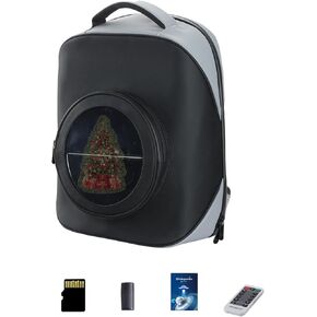 Missyou 3D Hologram Fan Led Backpack,16.1" 3D Hologram Projector Advertising Commercial TVs & Displays with Cover, 700 Video Library and Remote for Business Store Signs,Bar,Casino,Christmas tree,Party