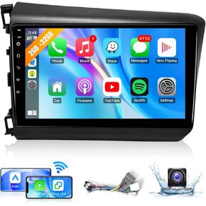 Naifay Android Car Stereo for Honda Civic 2012 2013 2014 2015 Wireless Carplay Android Auto, 9 inch IPS Touch Screen for Civic Car Radio Bluetooth FM Audio Receivers GPS WiFi Backup Camera SWC