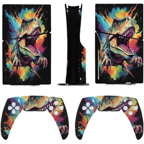 Sticker Skin for Model 5 Slim Disc Funny Dinosaur Skin Accessories Cover Skins Anime Vinyl Cover Sticker Full Set for Model5 Slim Disk Edition