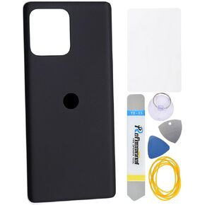 Rear Back Door Cover Replacement for Motorola Moto X40 with Pre-Install Adhesive Black