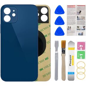 OEM Rear Back Glass Replacement for iPhone 12 6.1 Inches All Carriers with Pre-Installed Adhesive and Professional Repair Tool Kit (Blue)