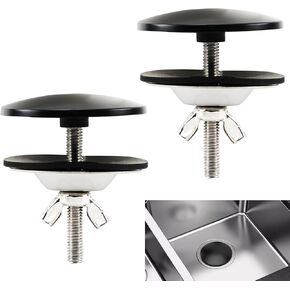 2 Pieces Kitchen Sink Hole Cover,Faucet Hole Cover,Stainless Steel Sink Hole Plug,Kitchen Sink Tap Hole Plate Stopper Cover(Black, 2in)