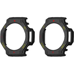 2 Pack Watch Case Compatible for Amazfit T-Rex 3 Protector Protective Cover Coverage Bumper.(Black red Yellow)