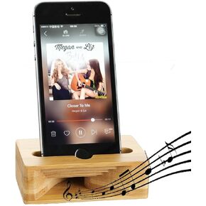 Cell Phone Stand Amplifier, Fanshu Desktop Mobile Phone Holder, Universal Portable Wood Cellphone Dock on Desk Bamboo Bed Stand Mount Cradle for Phone Under 5.5 Inches