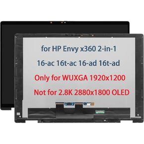 N86624-001 N86625-001 Touch Screen Replacement for HP Envy x360 2-in-1 16-ac 16t-ac 16-AC0013DX 16-ac0023dx 16-ac0033dx 16-ac0xxx 16-AC0010CA LCD Display Digitizer Assembly WUXGA 1920 x 1200