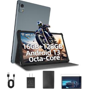 Android Tablet 10.4 inch Android 13 Tablets with Protective Case, 16GB+128GB+512GB, Octa-Core Tablet with Dual Camera, 4 Speakers, 5G/2.4G WiFi, 2K IPS HD Touchscreen, 10000mAh Large Battery (Gray)