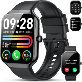 Smart Watch(Answer/Make Call), 2025 New Smartwatch for Men Women, 1.96" HD Fitness Watch with 110+ Sport Modes, Heart Rate, Sleep Monitor, Pedometer, IP68 Waterproof Activity Tracker for Android iOS