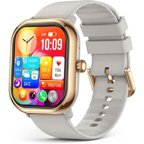 Smartwatch(Answer/Make Call), 1.96" AMOLED Smart Watches for Women with 100+ Sport Modes/Blood Pressure/Blood Oxygen/Heart Rate Monitor, IP68 Waterproof Fitness Tracker Compatible with iOS and Android