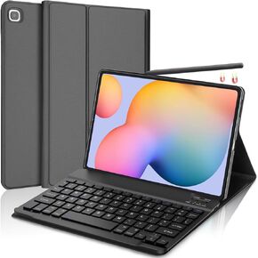 Keyboard Case for Samsung Galaxy Tab S6 Lite 10.4 Inch 2022/2020 Model (SM-P610/P613/P615/P619), Detachable Wireless Bluetooth Keyboard, Smart Folio Cover with S Pen Holder, Auto Sleep/Wake, Grey