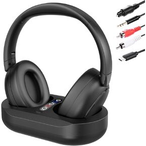 Wireless Headphones for TV Watching with Charging Dock, Easy Setup & Comfortable Fit for Seniors, No Audio Delay Blutooth Headphones Headset (Black)