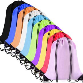 PAXCOO 30Pcs Drawstring Backpack Bulk Drawstring Bags Cinch Sack Bag Nylon Draw String Sport Bag, 10 Colors