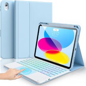 Touchpad Keyboard for iPad 10th Generation Case (10.9", 2022), 7 Color Backlight, Multi-Touch Trackpad Keyboard Case with Pencil Holder-Detachable Bluetooth Keyboard Case for iPad 10th Gen 10.9"