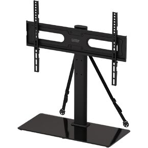 Universal Swiveling Tabletop TV Stand for TV's 40-75", Safety Straps Included, 9 Height Positions with VESA 100x100mm to 600x400mm, Oversized Glass Base, Weight Capacity 99 lbs, Model# ERTSL2-01B