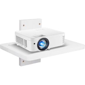 Small Mini Projector Shelf/Projector Wall Mount Floating Shelf/Router Shelf/Modem Cable Box Shelf/Projector Rack Holder/Projector Mount by Solid Wood White1