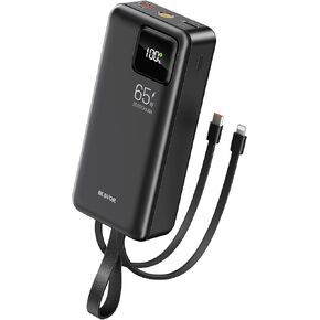 BLAVOR 30000mAh 65W Power Bank, Laptop Portable Charger with Built-in Cable, PD Fast Charging 5-Output Battery Pack for MacBook, Dell XPS, iPad, Steam Deck, iPhone 16/15/14 Series, Samsung and More