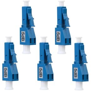 5 Pack LC/UPC Fiber Optic Attenuator 5dB, Fixed Single Mode Fiber Optic Attenuator, LC-UPC Male to Female