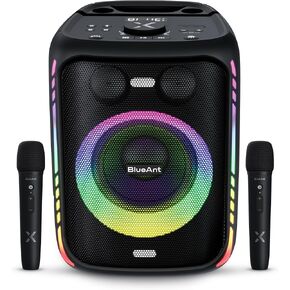 BlueAnt X5i | Portable Bluetooth Party Speaker | Black | 120W Peak Power | Includes (2) Wireless Microphones | (Up to) 30-Hr Playtime