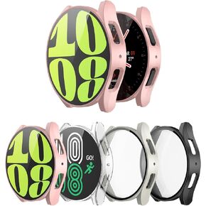[10+5 Pack] Case for Samsung Galaxy Watch 6 Classic 43mm 47mm with Tempered Glass Screen Protector Hard PC Skeleton Bumper Protective Cover Accessories for Galaxy Watch 6 Classic 43mm