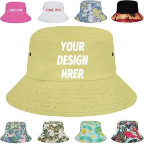 Custom Fishermans Cap with Text & Photo Personalized Bucket Hats for Women Men