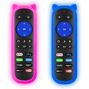 (Pack of 2) RC280 Remote for Roku TV Remote with 2 Glow Covers, for TCL Roku/Onn Roku/Hisense Roku/Element/Sharp/Haier/Hitachi/LG/Sanyo/JVC/Magnavox/RCA/Philips/Westinghouse Roku Series Smart TV
