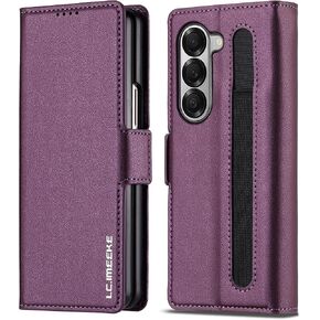 Wallet Pu Leather Case for Samsung Galaxy Z Fold 5,Magnetic Closure Pu Leather with Pen Slot, Cash Slot & Screen Protector Cover Case for Samsung Galaxy Z Fold 5 (Black) in Saudi Arabia