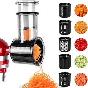 Slicer Shredder Attachment for KitchenAid Mixer - 5 Blade Cheese Grater & Veggie Slicer Accessories