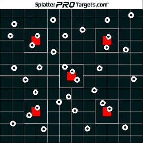 12x12 Splatter Targets. Shots Burst with Bright White Halo Upon Impact. Instantly See Your Shots.