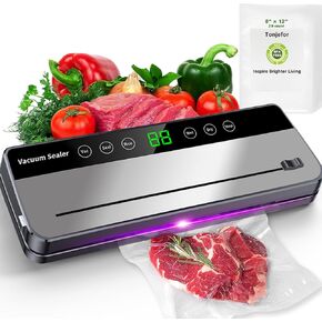 Food Vacuum Sealer Machine,80Kpa 8-In-1 Food Vacuum Sealing Machine with Cutter and 20 vacuum Bags,Pulse Function,Moist&Dry Mode and External VAC