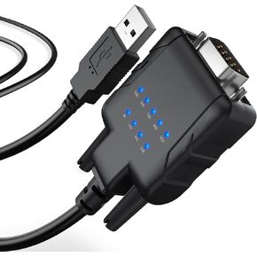 USB to Serial / RS232(DB9) Adapter Cable with 9 x Data-Status LEDs, Windows/Mac