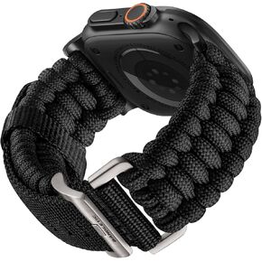 R-Nylon Handmade Survival Paracord Band Compatible with Apple Watch Ultra/Ultra 2 Band 49mm for Men Braided Strap Design for iWatch Series 10 46mm, 9/8/7 45mm, SE2/SE/6/5/4 44mm, 3/2/1 42mm