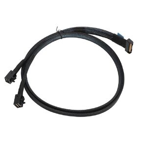 for MCIO 8i to 2 x SFF 8643 Cable, 31.5in 8i 74Pin to 2 SFF 8643 Cable, PCIe 5.0 32GTs for MCIO X8 to Mini SAS HD SFF 8643 for Server Data Center