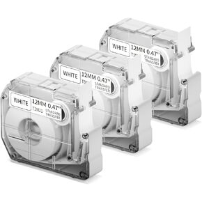 Label Maker Tape- Phomemo M950/M960 Laminated Labels, 12mm 0.5 Inch, 4m, Black on White, for PT-M95 PT-90 PT-70 PT-65 PT-85,M950/M960 Label Maker, Compatible with P Touch M Tape,M231 MK231-(3 Pack)
