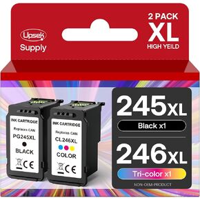 245XL 246XL Ink Cartridges for Canon Ink 245 246 PG-245XL CL-246XL Ink Cartridges for Canon Pixma MX490 MX492 MG2522 MG2420 MG2920 MG2924 MG3022 TS3120 TS3320 TS3122 TR4500 TR4520 (Black, Tri-Color)