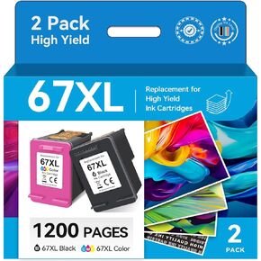 67XL Ink Cartridges Black Color Combo Pack, Compatible for HP Ink 67, Compatible for DeskJet 2855e 2755e 2700 2700e 2800e 4155e 4255e 2734e 4100 4100e Compatible for Envy 6055e 6000 6400 6455e Printer