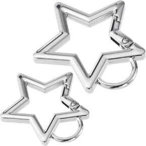 OIIKI 2pcs Star Shaped Keychain Clip, Zinc Alloy Carabiner Snap Hook Holder, Star Carabiner Clip, Spring Snap Keychain Clip